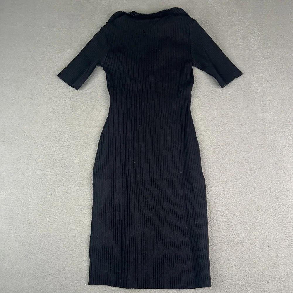 Cotton Citizen Dress Womens Small Black Ibiza SS Polo Ribbed Stretch Made USA